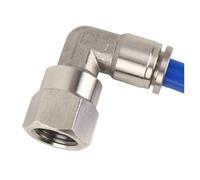 AZSHIW Compatible with 1/8" 1/4" 3/8" 1/2" 3/4" BSP NPT Female Male Pneumatic Nipple Elbow 304 Stainless Push in Quick Connector Release Air Fitting(PLF BSPP,6-01 (6MM-1L8)_1 PCS)