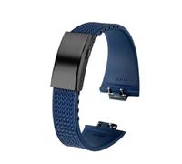 AZSHIW Compatible With 26x12mm Quick Release Rubber Strap Compatible With Tissot PRX Super Player T137.407 .907 Convex Fluororubber Watchband Men Wristband(Blue-black)