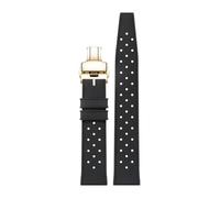 AZSHIW Compatible With Blancpain Fifty Fathoms 5008B Silicone Strap 5008-1130-B52A Replacement Band(Black Gold 1,22mm)