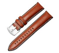 AZSHIW Compatible With Blancpain Omega Fossil Cowhide Lea-ther Quick Release Watch Strap Men's Pin Buckle Calfskin Chain 20mm 22mm Blue Brown(Brown-silver buckle,20mm-width)