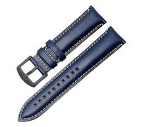 AZSHIW Compatible With Blancpain Omega Fossil Cowhide Lea-ther Quick Release Watch Strap Men's Pin Buckle Calfskin Chain 20mm 22mm Blue Brown(Blue-black buckle,22mm-width)