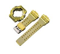 AZSHIW Compatible With Casio GA-100/110/120/140 GD-100/110/120 GAX-100 GLS-100 TPU Resin Watch Strap Case Men Sport Band(Yellow)