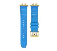 AZSHIW Compatible With Casio GMW-B5000 GM-B2100 GMB2100 GMC-B2100 MRG-B2100D Watch Band Rubber Strap Link Replacement Bracelet(LBlue gold link)