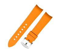 AZSHIW Compatible With Curved End Rubber Watchband 18mm 19mm 20mm 21mm 22mm 24mm Watch Strap Compatible With Omega Rolex Tissot Tudor Watch Band Bracelet(Orange silver buckle,24mm)