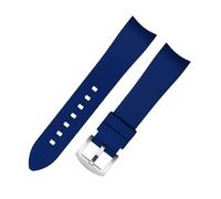 AZSHIW Compatible With Curved End Rubber Watchband 18mm 19mm 20mm 21mm 22mm 24mm Watch Strap Compatible With Omega Rolex Tissot Tudor Watch Band Bracelet(Blue silver buckle,22mm)