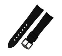AZSHIW Compatible With Curved End Rubber Watchband 18mm 19mm 20mm 21mm 22mm 24mm Watch Strap Compatible With Omega Rolex Tissot Tudor Watch Band Bracelet(Black black buckle,19mm)