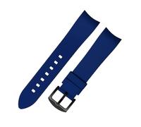 AZSHIW Compatible With Curved End Rubber Watchband 18mm 19mm 20mm 21mm 22mm 24mm Watch Strap Compatible With Omega Rolex Tissot Tudor Watch Band Bracelet(Blue black buckle,20mm)