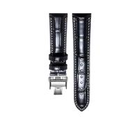 AZSHIW Compatible With Longines Masters Collection HYDROCONQUEST L3 L4 L2.628/L2.673 Watch Strap Cowhide Leather15 19 20 21mm Wristband(Black silver,20mm)