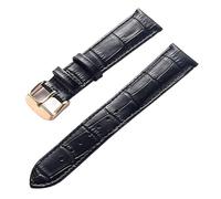 AZSHIW Compatible With Mens Ladies Leather Strap Replacement Cartier London Solo Key Folding Clasp 17/18/20/22MM Leather Watch Strap Accessories(Black Rose Buckle,15)