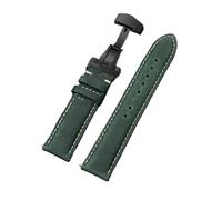 AZSHIW Compatible With Omega 14/16/18/20/22/24mm Wrist Quick Release Bracelet Compatible With Vintage Leather Watch Band Butterfly Buckles(Green-Black,20mm)