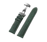 AZSHIW Compatible With Omega 14/16/18/20/22/24mm Wrist Quick Release Bracelet Compatible With Vintage Leather Watch Band Butterfly Buckles(Green-Silver,18mm)