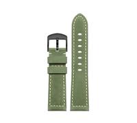 AZSHIW Compatible With PROTREK Series PRG-600/PRG-650/PRW-6600 Cowhide Leather Watchband Compatible With PRW-60YT PRW-70/50/30(Green S black,24mm)