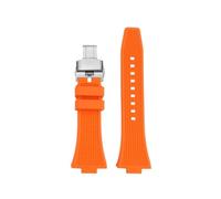 AZSHIW Compatible With Tissot 1853 PRX Rubber Strap T137 T137410 T137407 40mm Waterproof Silicone Watch Band Bracelet(A-Orange-Silver)