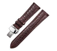 AZSHIW Compatible With Two-sided Crocodile Leather Watch Strap Butterfly Clasp 19mm 20mm 21mm 22mm Men Metal Watchband Soft Bracelet(Brown-silver,20mm)