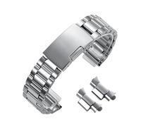 AZSHIW Curved End Wristband Solid Stainless Steel Watchband 18mm 20mm 22mm Compatible With Diving Strap Compatible With Omega Bracelet Metal Watch Band(Silver,20mm)