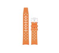 AZSHIW Curved Silicone Strap Compatible With Swatch X Blancpain Five Ocean Men Women Compatible With SO35 Fifty Fathoms Arc Wristband(Orange silver)