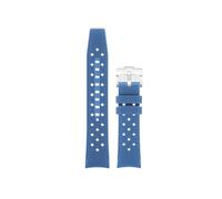 AZSHIW Curved Silicone Strap Compatible With Swatch X Blancpain Five Ocean Men Women Compatible With SO35 Fifty Fathoms Arc Wristband(Blue silver)