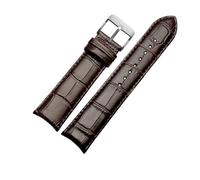 AZSHIW Curved Strap Compatible With GP VC Jaeger-LeCoultre Men's Watch Band Butterfly Buckle Style Bracelet 20 21 22mm(Brown-Silver A,21mm)