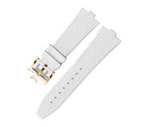 AZSHIW FKM Fluorine Rubber Watchband Compatible With Vacheron Constantin 4500V 5500V 7900 Watch Strap Vc Convex Mouth 7mm Wristwatches Band(White gold pin)