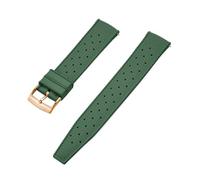 AZSHIW FKM Rubber Straps 18mm 19mm 20mm 21mm 22mm 23mm 24mm Quick Release Perfect Compatible With Flat End Universal Watch Strap(FKM-ArmyGreen Gold,24mm)