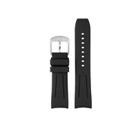 AZSHIW Grade Curved End Fluorine Rubber Watch Strap Compatible With Longines Watch 20mm 22mm FKM Rubber Watch Band(Black silver pin,22mm)