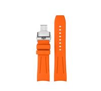 AZSHIW Grade Curved End Fluorine Rubber Watch Strap Compatible With Longines Watch 20mm 22mm FKM Rubber Watch Band(Orange silver buckle,20mm)