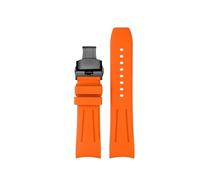 AZSHIW Grade Curved End Fluorine Rubber Watch Strap Compatible With Longines Watch 20mm 22mm FKM Rubber Watch Band(Orange black buckle,20mm)