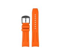 AZSHIW Grade Curved End Fluorine Rubber Watch Strap Compatible With Longines Watch 20mm 22mm FKM Rubber Watch Band(Orange black pin,20mm)