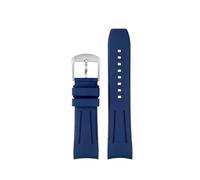 AZSHIW Grade Curved End Fluorine Rubber Watch Strap Compatible With Longines Watch 20mm 22mm FKM Rubber Watch Band(Blue silver pin,20mm)