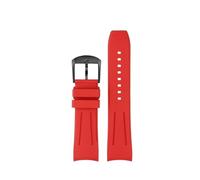 AZSHIW Grade Curved End Fluorine Rubber Watch Strap Compatible With Longines Watch 20mm 22mm FKM Rubber Watch Band(Red black pin,20mm)