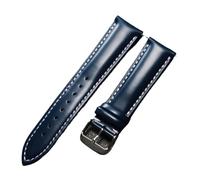 AZSHIW Handmade Bright Leather Strap 20mm 22mm Quick Release Men's Women Soft Bracelet Black Green Brown Compatible With Rolex Compatible With Tudor(Blue White,22mm)