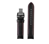 AZSHIW Leather Strap Compatible With Casio Racing EDIFICE EQB-800BL EQB-501 500 Curved End Watch Men's 22mm Bands(A-Black Red-Black)