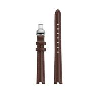 AZSHIW Leather Strap Compatible With Tissot 1853 Kerry Little Beauty Women's Concave Watch With Soft Cowhide 12mm 14mm(Brown silver-B,14-5mm)