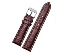AZSHIW Leather Watch Strap Compatible With Armani Watch Band Ar1605 1637 2480 Men's and Women's Cowhide Watchband Accessories 18 20mm(Brown White-Steel-K1,17mm)