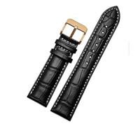 AZSHIW Leather Watch Strap Compatible With Armani Watch Band Ar1605 1637 2480 Men's and Women's Cowhide Watchband Accessories 18 20mm(Black White-Rose-K1,16mm)