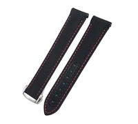 AZSHIW Nylon Canvas Watch Strap Compatible With (Omega Seamaster AT150/Speedmaster/Planet Ocean/Seiko 19-21mm(Black Red Round,20mm)