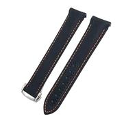 AZSHIW Nylon Canvas Watch Strap Compatible With (Omega Seamaster AT150/Speedmaster/Planet Ocean/Seiko 19-21mm(Black Orange Round,20mm)
