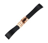 AZSHIW PVD Black 20mm Width Rubber Watch Strap Compatible With Yacht-Master Submariner NH35 NH36 Movement Watch Case(Rose gold)