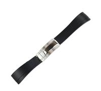 AZSHIW PVD Black 20mm Width Rubber Watch Strap Compatible With Yacht-Master Submariner NH35 NH36 Movement Watch Case(Silver)