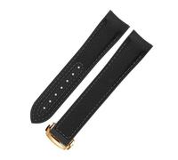 AZSHIW Rubber Watch Strap Compatible With Omega Moonwatch Watch Band 20mm 21mm 22mm Silicone Watchband Folding Clasp Curved End Wristwatches Belt(BK-black gold,22mm)