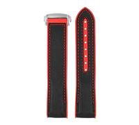AZSHIW Rubber Watchband Compatible With OMEGA Seamaster 300 600 215.32/92 Curved Interface 20 21 22mm Nylon Texture(Black red-Silver,21mm)