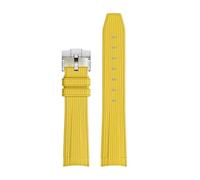 AZSHIW Rubber Watchband Compatible With Rolex Omega X Swatch Joint Compatible With MoonSwatch Constellation Waterproof Sports 20mm Watch Strap Curved End Band(Yellow SR buckle)