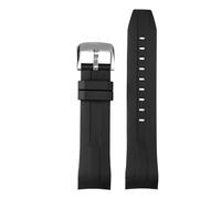AZSHIW Rubber Watchband Compatible With Tissot 1853 Starfish Diving T120 Curved End Silicone Strap T120417A Series Wrist Bracelet Male(Black silver pin,22mm)