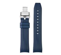 AZSHIW Rubber Watchband Compatible With Tissot 1853 Starfish Diving T120 Curved End Silicone Strap T120417A Series Wrist Bracelet Male(Blue silver,21mm)