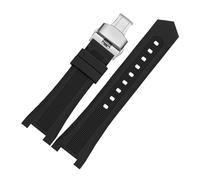 AZSHIW Silicone Rubber Watch Strap Compatible With Omega Constellation 131.33/131.13 To Replace The Diving Wristband 24x14mm 24x15mm(Black silver,24x15mm)