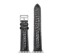 AZSHIW Soft Crocodile Leather Strap Compatible With Watch 10/9/8/7/6/5 Series Dials 42mm 45mm 49mm(Black-silver1,S10-42MM)