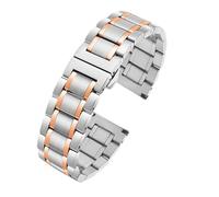 AZSHIW Unisex Solid Steel Strap Bracelet Compatible With Longines Tissot Casio Citizen Metal Butterfly Buckle Watch Band 18mm 20mm 21mm 22mm 24mm(Silver Rose Gold,24mm)