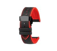 AZSHIW Watch Band Compatible With Casio MDV106 107 MTP-VD01D MTP-1374 1375 EFR-303 Eqb-501 Men's Bracelet(A-Black Red -Black)