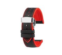 AZSHIW Watch Band Compatible With Casio MDV106 107 MTP-VD01D MTP-1374 1375 EFR-303 Eqb-501 Men's Bracelet(A-Black Red -Silver)