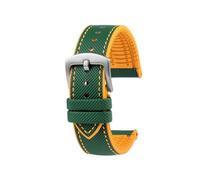 AZSHIW Watch Band Compatible With Casio MDV106 107 MTP-VD01D MTP-1374 1375 EFR-303 Eqb-501 Men's Bracelet(Green yellow-Silver)
